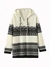 ANGEL Autumn Winter Thick Women's Cashmere Hooded Pullover Mid-long Sweater 100% Cashmere Knitwear Casual Loose Jacquard Hoodie