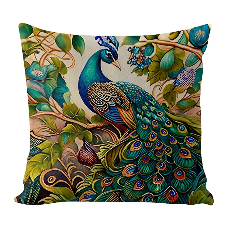 Pillow – Peacock 11CT Stamped Cross Stitch 45*45CM(17.72*17.72in)