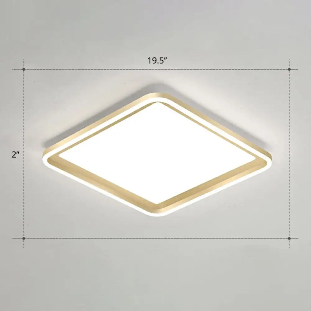 Gold Acrylic Led Flush Mount Ceiling Light For Minimalistic Rectangle Sitting Room / 19.5&rsquo; White