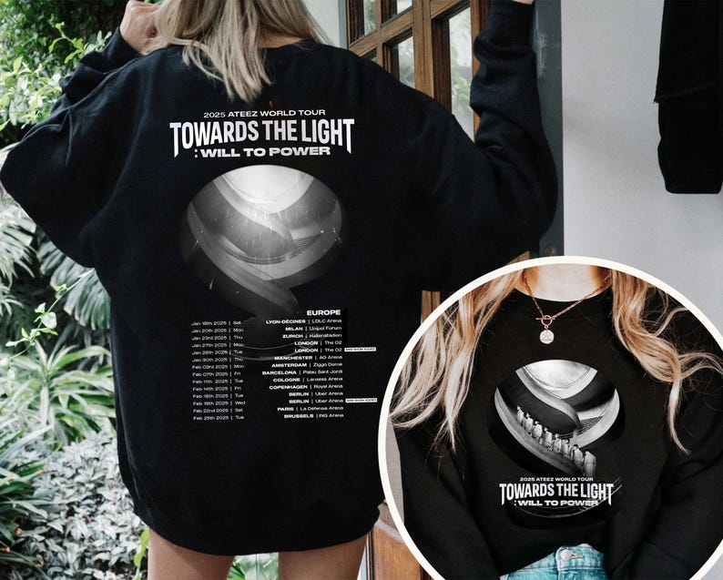 2025 Ateez Towards the Light Europe World Tour Graphic Sweatshirt
