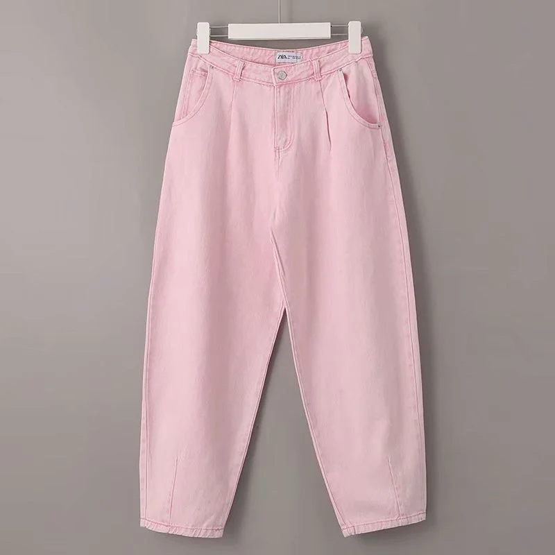 Toppies Woman Baggy Jeans Pink Harem Pants Loose Trousers 2021 Summer Women Leisure Pants Korean style Streetwear Wide Cut