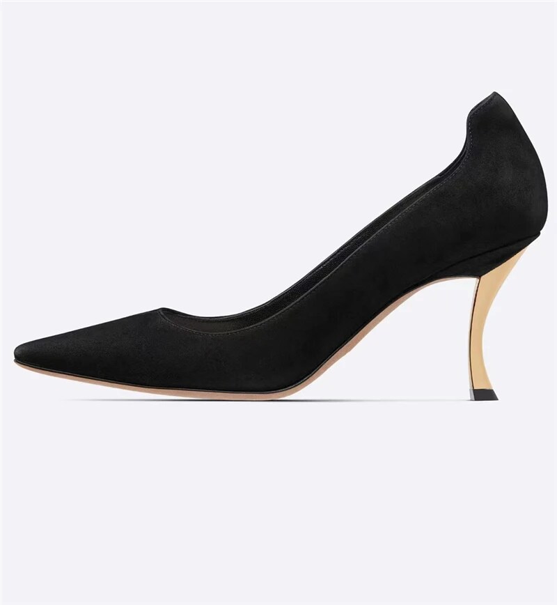 VCSHOES Individual Metal High Heel Mules For Girls Pleated Genuine Leather Slingbacks Modern Sandals Women