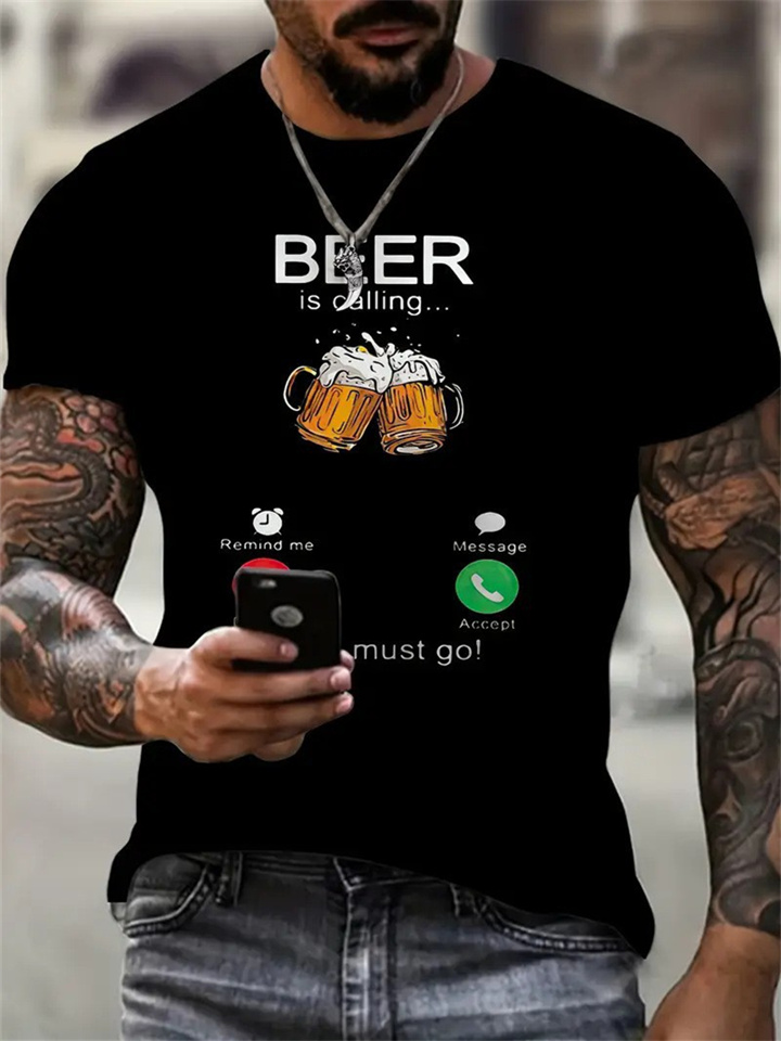 Men's Tops New Letters Printed Short-sleeved Men's Round Neck Mesh T-shirt