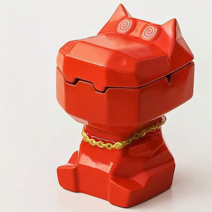 Hippo-Shaped Ashtray with Lid &mdash; Cartoon Ornament for Living Rooms and Office Desks