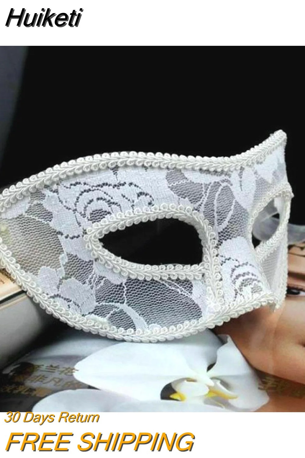 Huiketi Women Sexy Lace Masquerade Mask Party Prom Ball Lace Mask Back Straps Tie Half Face Mask For Halloween Mardi Gras Party Hot Sale