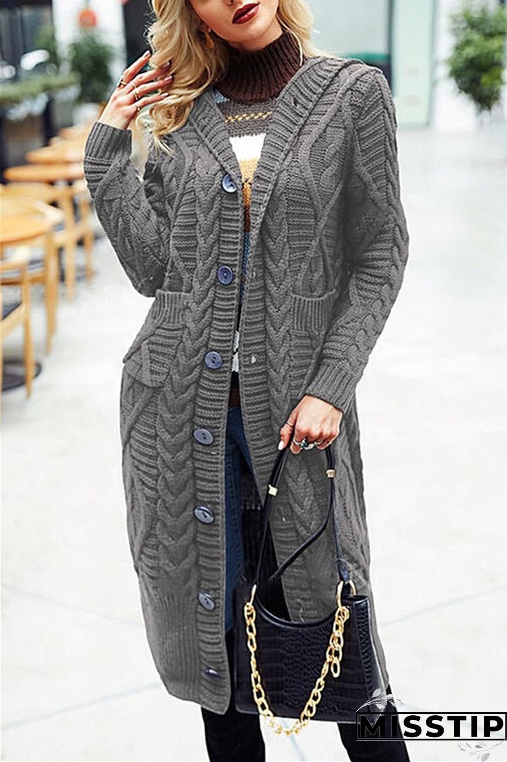 Black Casual Solid Patchwork Cardigan Collar Outerwear