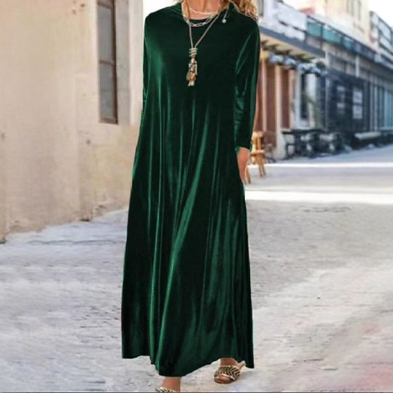 Vestido comprido feminino de veludo
