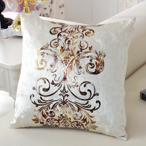 European Luxury Velvet Cushion Cover Floral Bronzing Pillowcase White Black Grey Pillow Cover 45*45 cm Home Decor For Sofa Couch