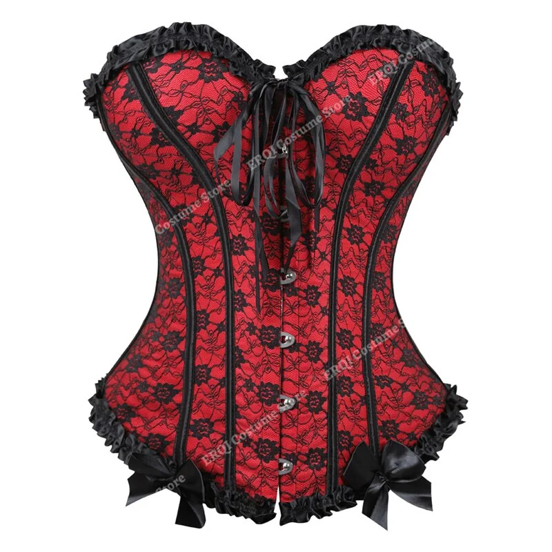 Billionm Corset Sexy Santa Claus Women Corset Plus Size Vintage Christmas Elf Feather Bustier Corset Lingerie