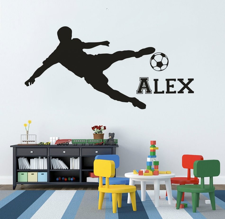 Custom Boys Name Wall Sticker Soccer Player Sportsman Wall Vinyl Decals Footbal Club Interior Décor Custom Name Gift AZ721