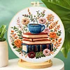 Book Cup Flower-DIY Embroidery Long Stitch Kit with Pattern Cotton Threads Needles Hoop 29x29cm tapestrymarket