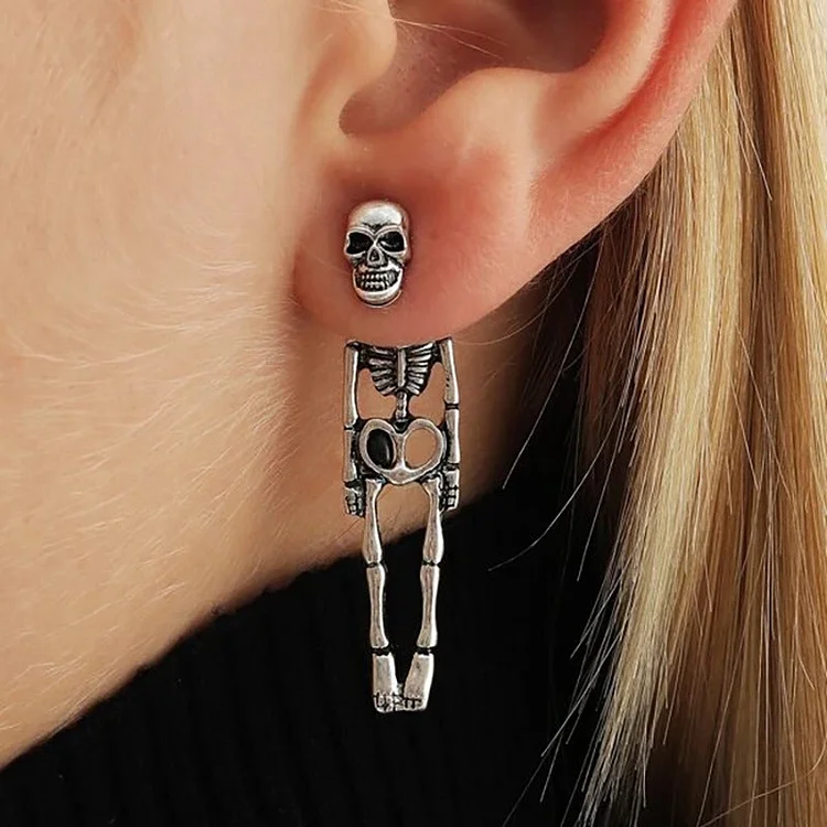 Ghostly Skeleton Exaggerated Punk Earrings