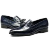 Fashion Men Tassel Blue Wedding Loafers Shoes