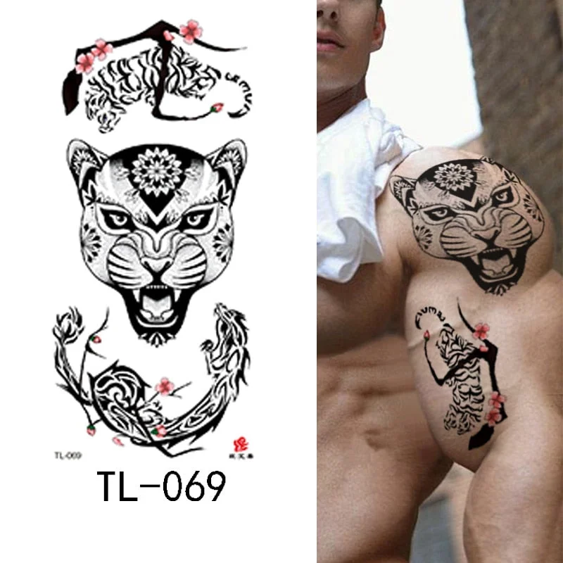 Flower arm waterproof tattoo stickers half arm painted animal durable waterproof European and American temporary tattoo stickers