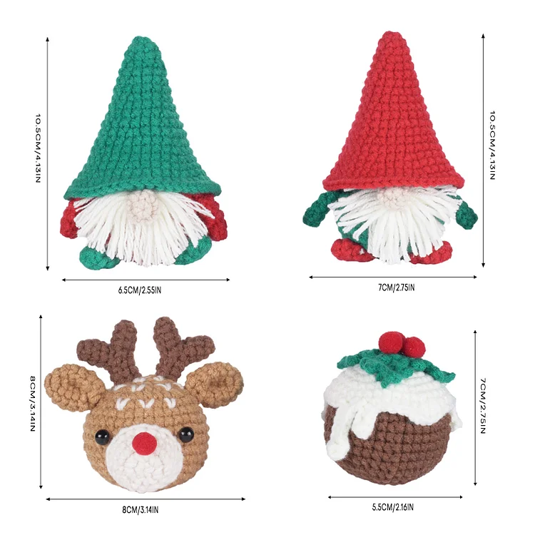 YarnSet - Crochet Kit For Beginners - Christmas Gnome and Deer