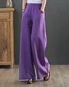 Casual Loose Solid Color Elastic Waist Pants