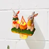 Resin Bunny Campfire Flickering Night Light Plug Into Wall Easter Decoration(US)
