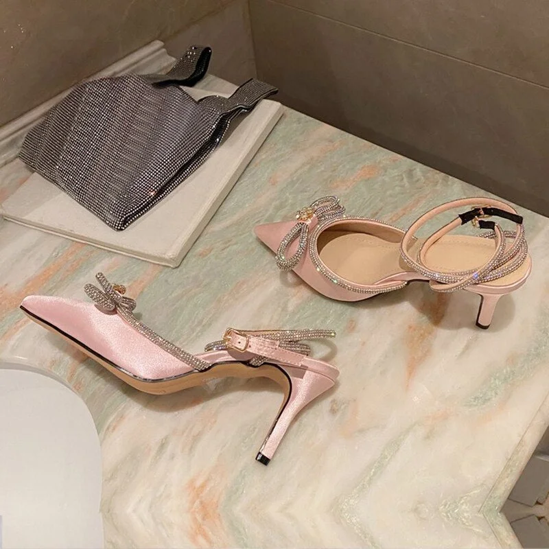 Eilyken Style Crystal Butterfly Women Pumps Jelly Office Lady Shoes Summer Slingbacks High heels Wedding Bridal Shoes