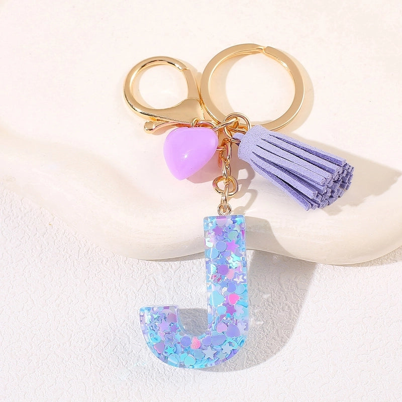 New Women’s Purple Love Tassel 26 Letter Keychain Cute Car Key Chain Couple Backpack Jewelry