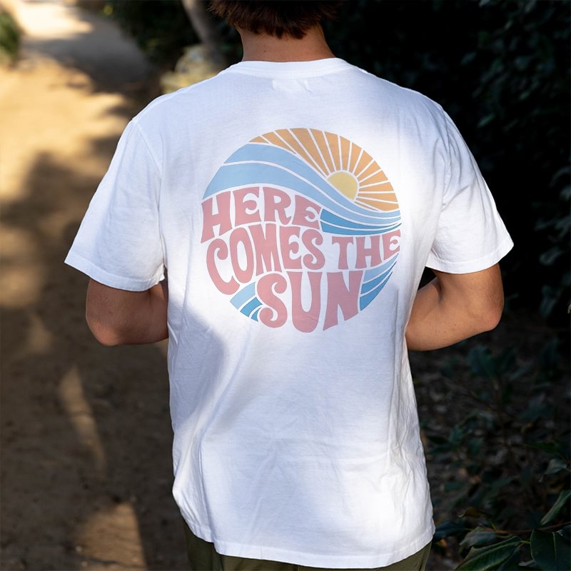 Here Comes The Sun Print Vacation T-shirt