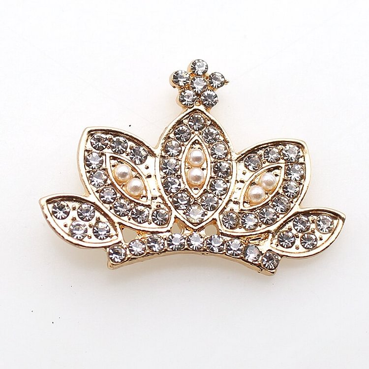 New 5 Pieces/Lot Pearl Rhinestone Alloy Flat Button DIY Gold Plated  Accessories