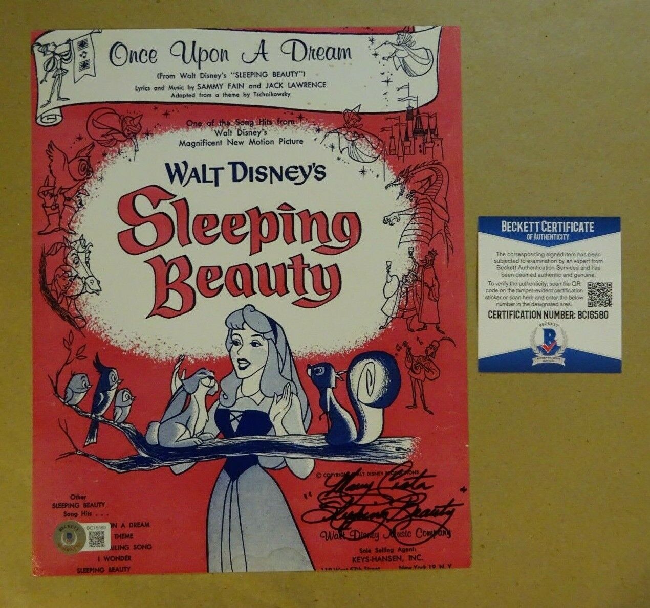 Autographed MARY COSTA Signed 8x10 Disney SLEEPING BEAUTY Photo Poster painting BECKETT BAS COA