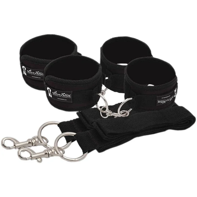 Pornhint Lux Fetish Bed Spreader 7 Piece Restraint System Black