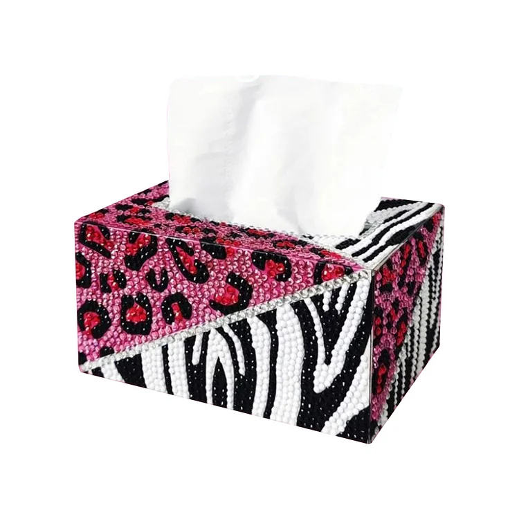 Diamond Painting Square Tissue Box Kit Tissue Dispenser (Zebra Leopard Print)
