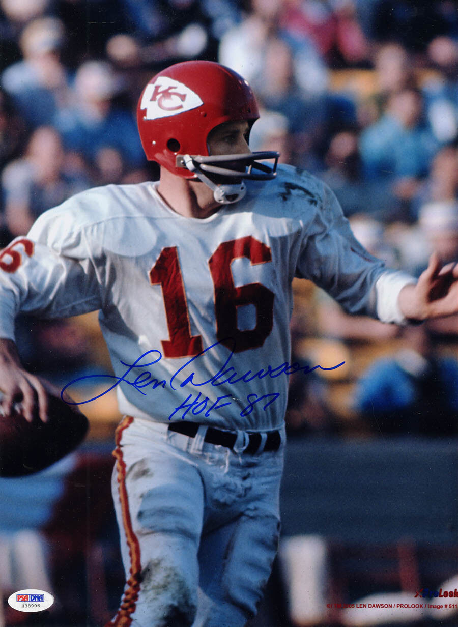 Len Dawson SIGNED 11x14 Photo Poster painting + HOF 87 Kansas City Chiefs PSA/DNA AUTOGRAPHED