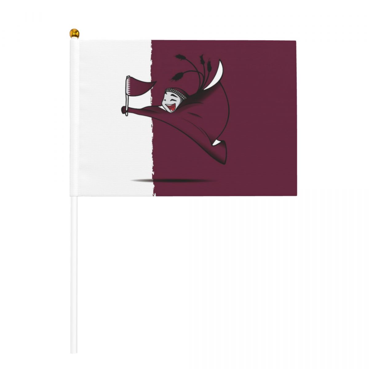 Qatar World Cup 2022 Mascot Small Stick Mini Hand Held Flags