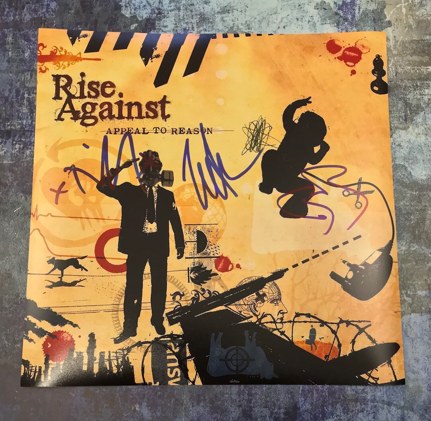 GFA Tim McIlrath x3 Band * RISE AGAINST * Signed 12x12 Photo Poster painting PROOF R1 COA