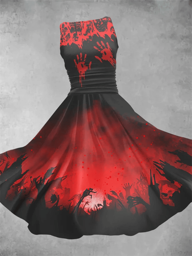 Women's Bloody Handprint Dark Style Halloween Dress