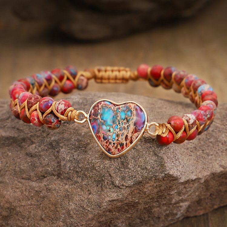 Red Quartz With Turquoise Heart Bracelet