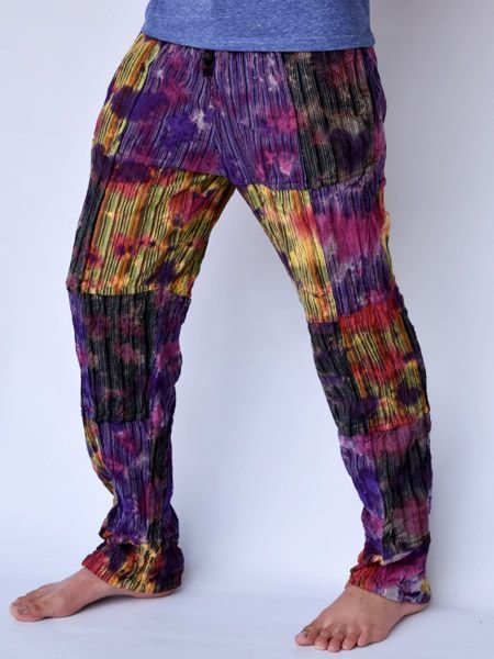 Men's Hippie Print Cotton Linen Casual Trousers
