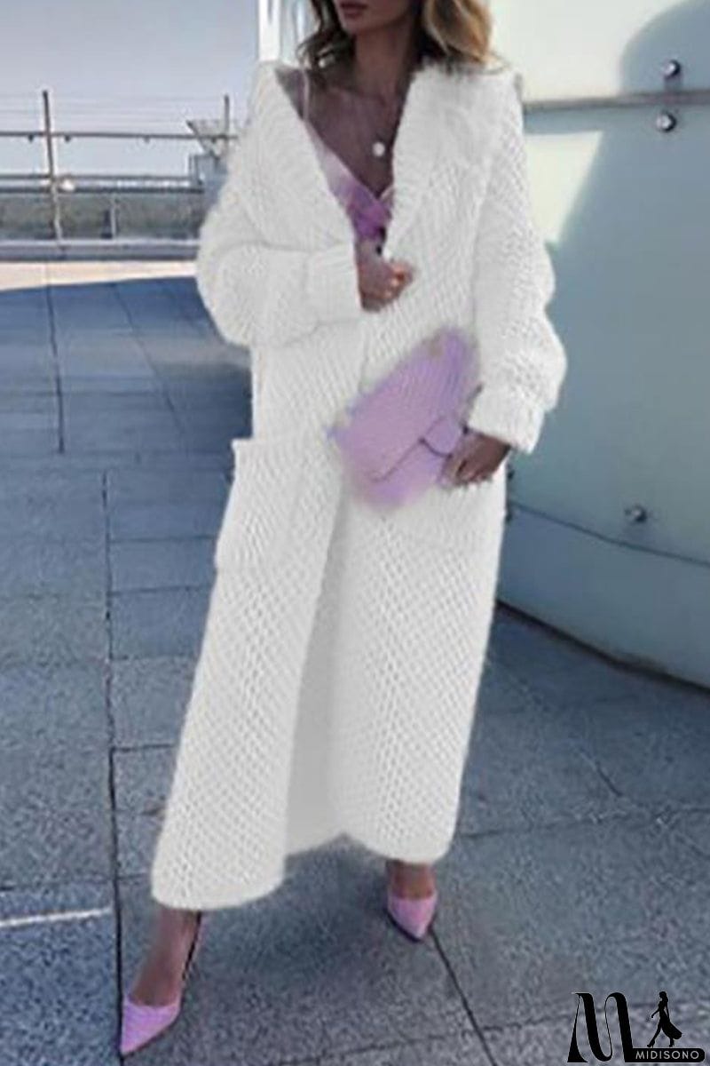 MidiSono - Elegant Solid Solid Color Cardigan Collar Tops