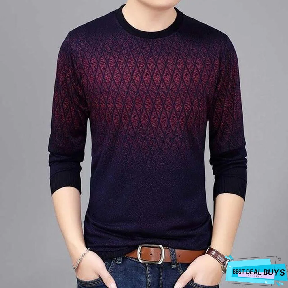 New Hot Casual Social Argyle Pullover Men Sweater Shirt Jersey Clothing Pull Sweaters Men's Fashion Male Knitwear