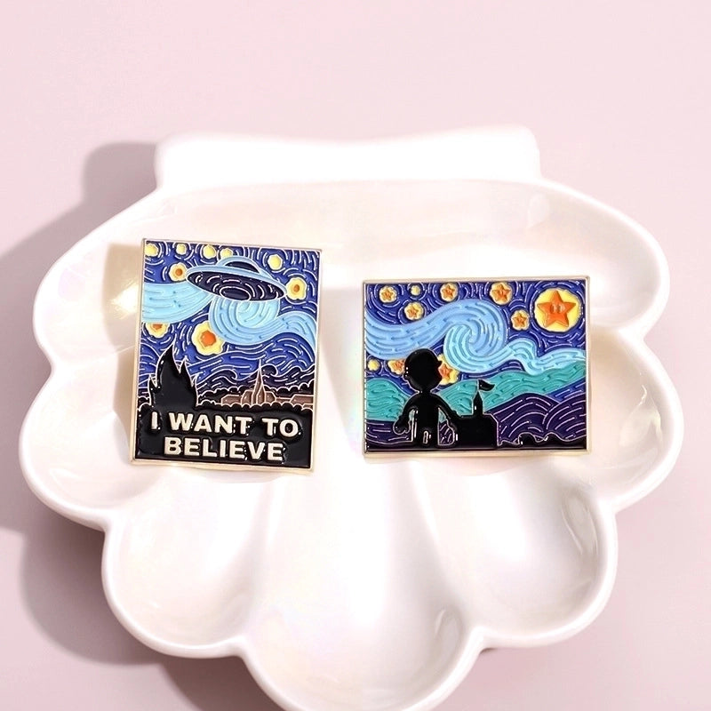 Cartoon Style Cowboy Style Artistic Sea Starry Sky Car Alloy Stamping Stoving Varnish Plating Unisex Brooches
