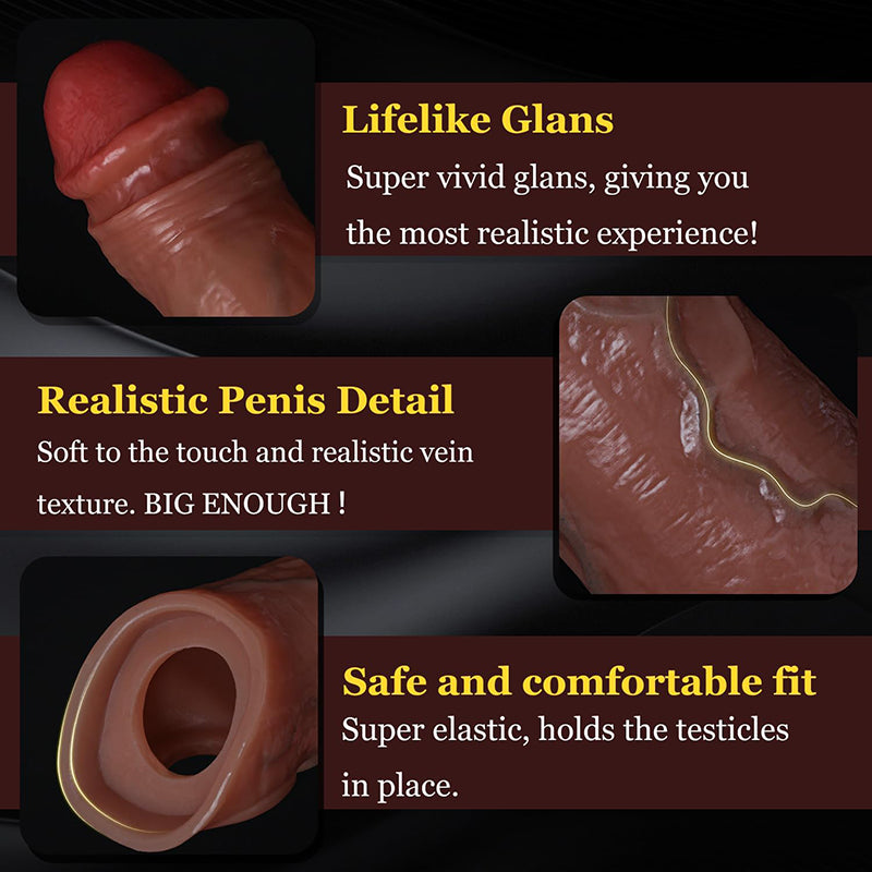 7.8" x 1.9" Real Skin Penis Sleeve with Penis Ring detail 6