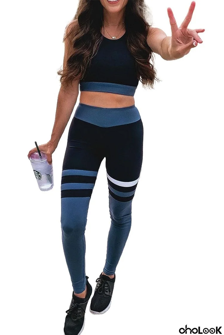 Striped Splicing Sportswear Set