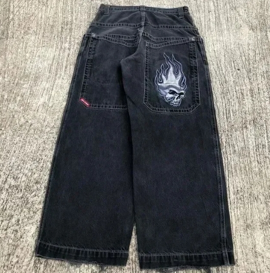 Smartcraftluck New Street Skull Jeans Men Y2K American Harajuku Punk Rock Straight Pants Gothic Loose Leisure Personality Trousers Unisex Pants Pants