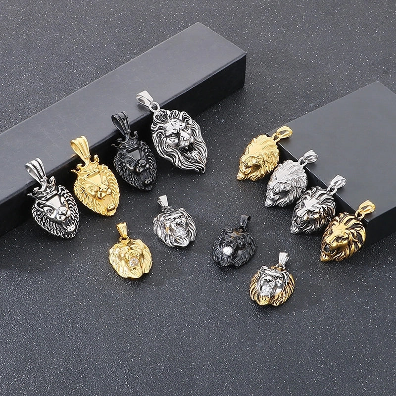 1 Piece 304 Stainless Steel 18K Gold Plated Lion's Head Pendant