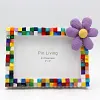 Daisy Flower DIY Building Block Photo Frame Kit,Creative Handmade Assembled Photo Frame Handmade Craft Gift Home Tabletop Display Decor