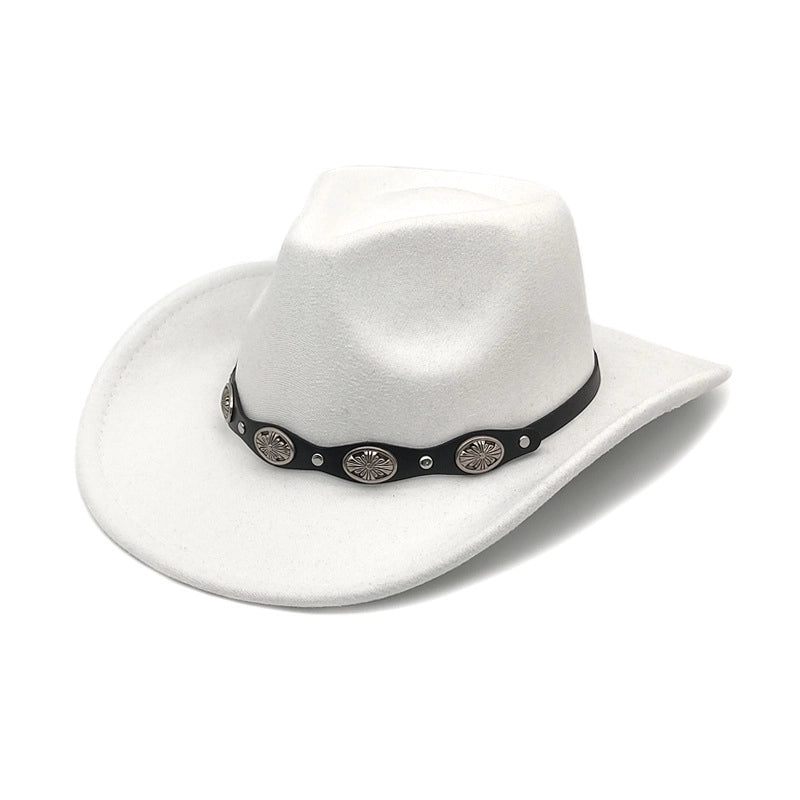 Unisex Cowboy Style Solid Color Flat Eaves Fedora Hat