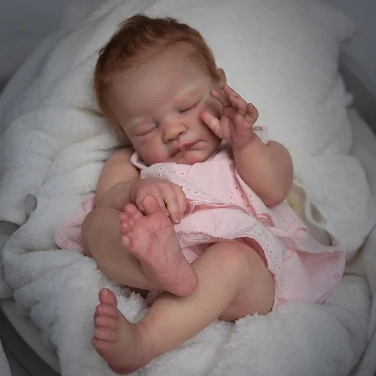  [New] 20" Newborn Lifelike Sleeping Baby Painted Hair Doll Girl Aleda with Heartbeat💖 & Sound🔊 - Reborndollsshop®-Reborndollsshop®