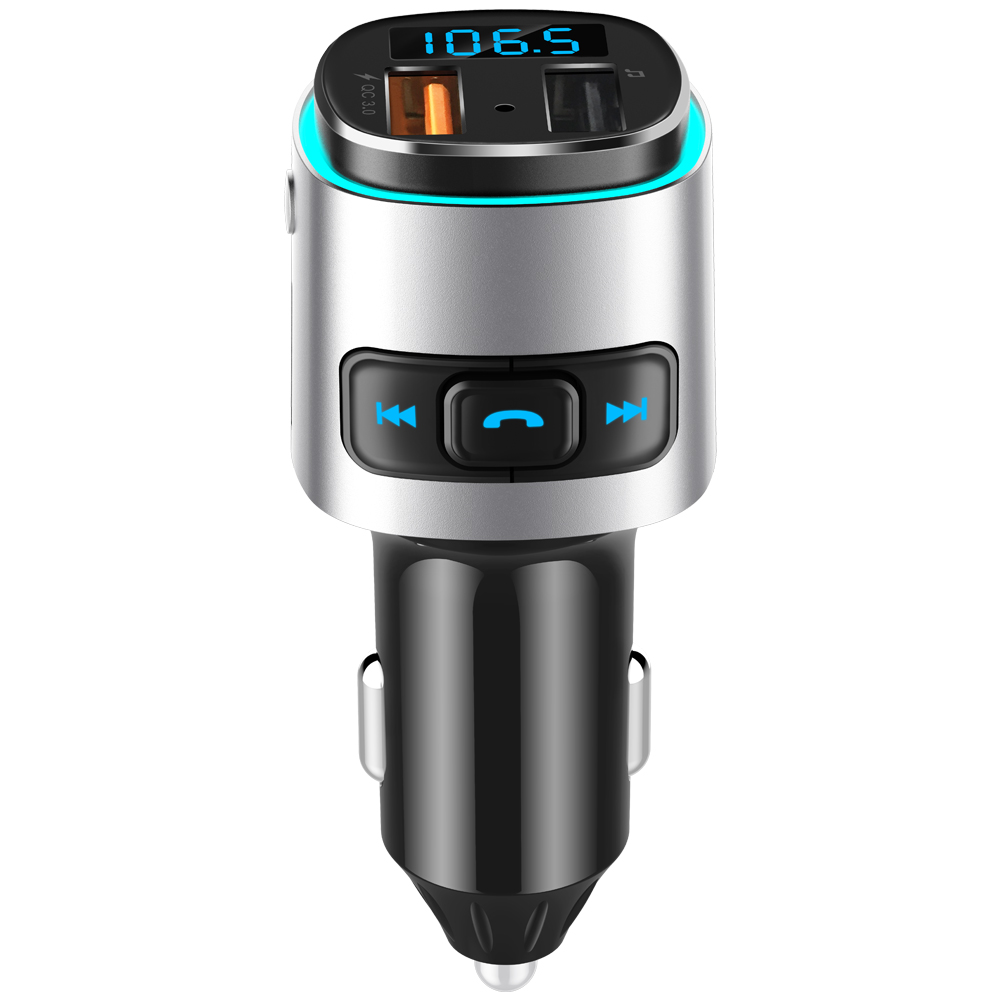 

BC41 Car FM Transmitter Bluetooth Handsfree USB Charger with 7-Color Light, 501 Original