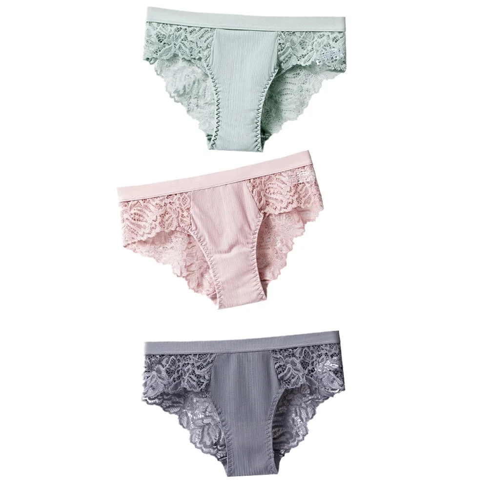 3pcs/lot Fashion Lace Panties Underwear Women Panties Sexy Briefs Seamless Lingerie Underpants Plus Size Girls Bikini Traceless