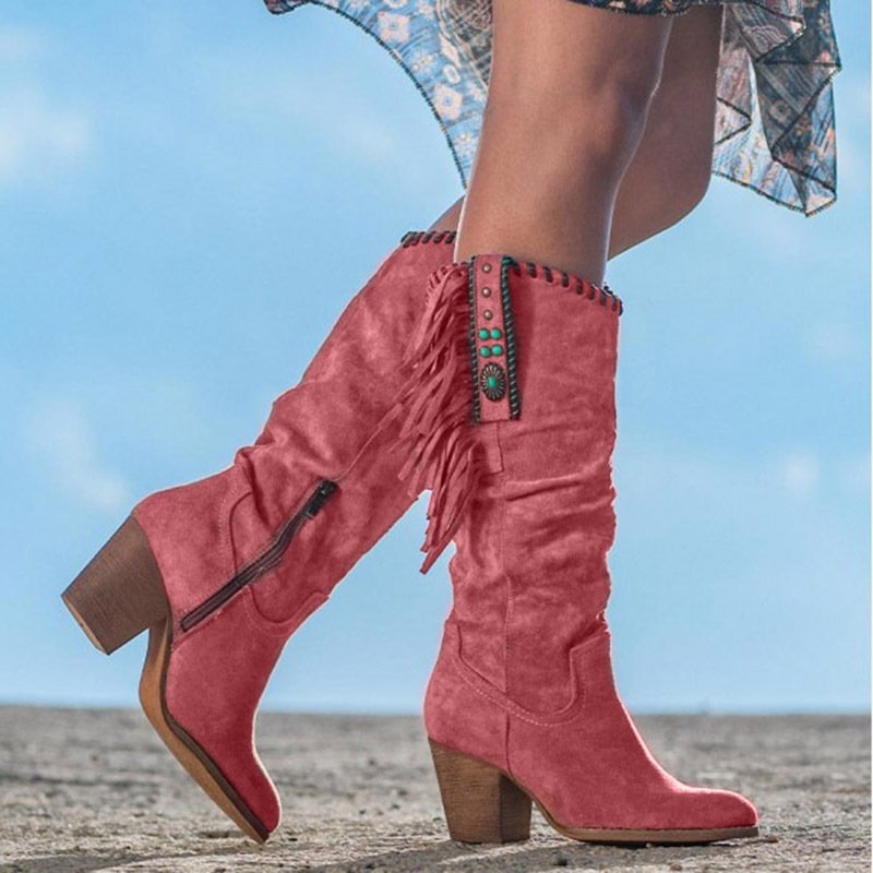 Western Style Tassel Embroidery Retro Boots
