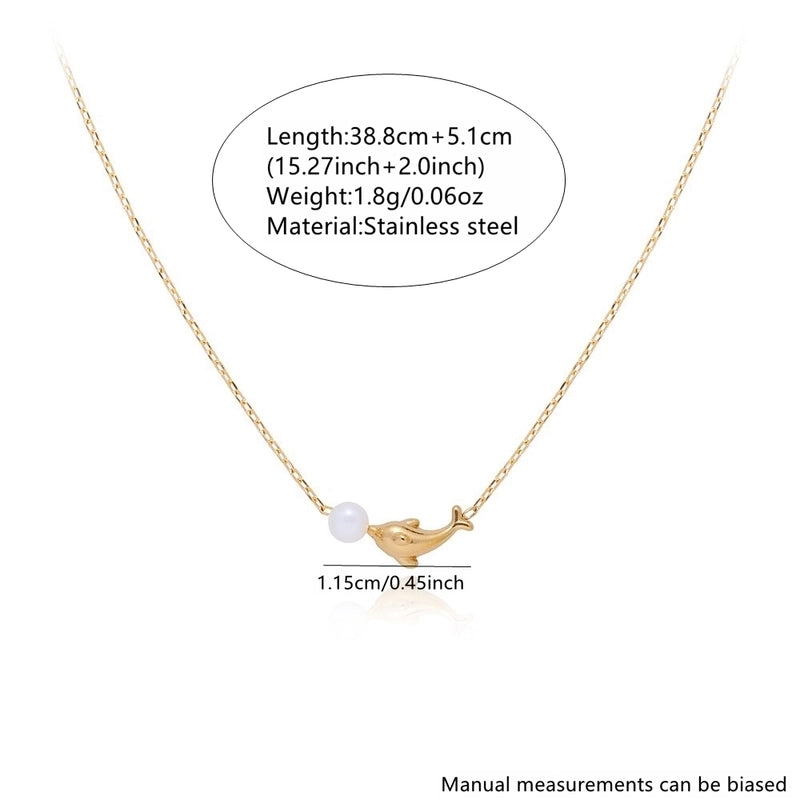 Casual Beach Minimalist Whale 304 Stainless Steel 18K Gold Plated Stainless Steel Necklaces