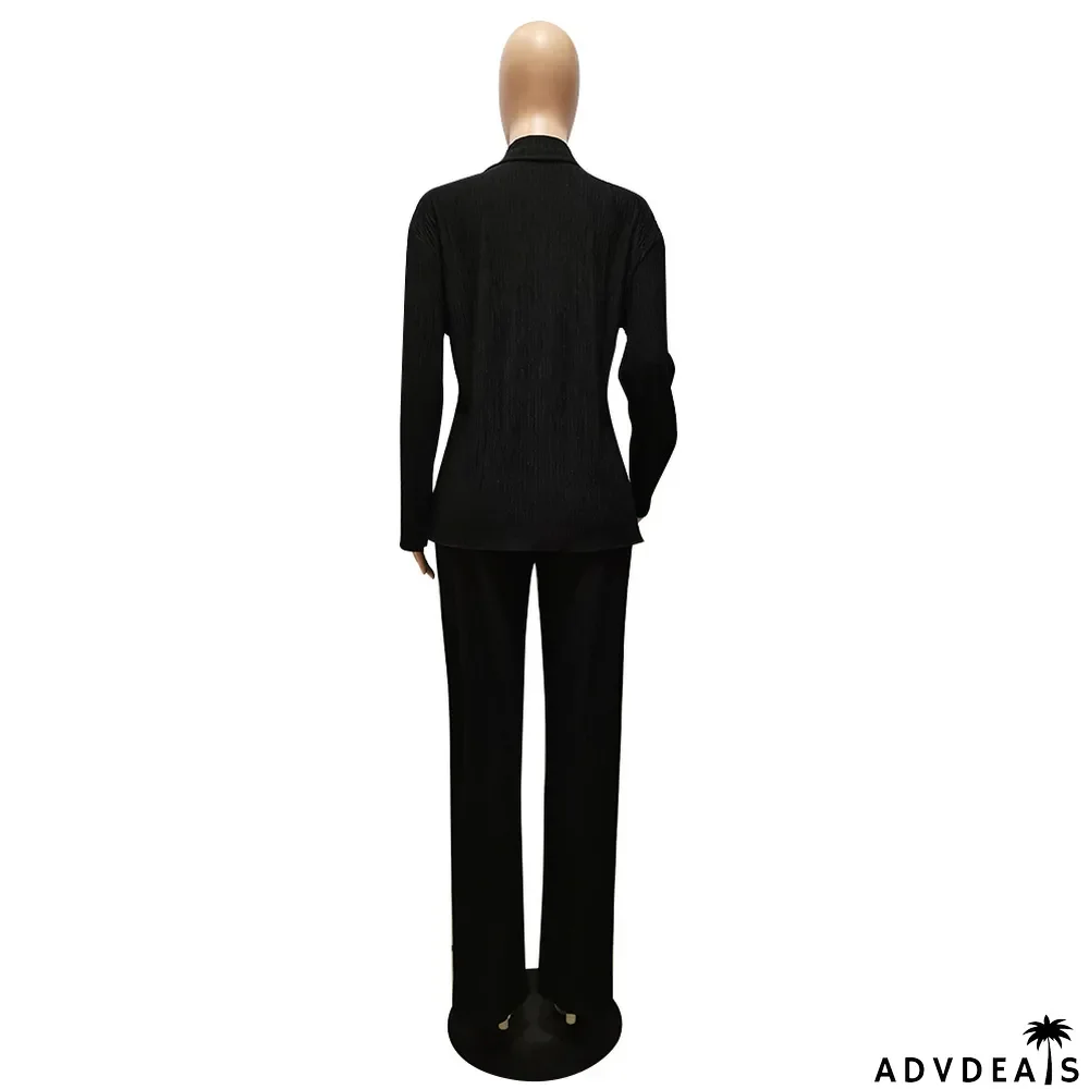 Women Casual Long Sleeve Shirt + Pants Home Two Piece Set