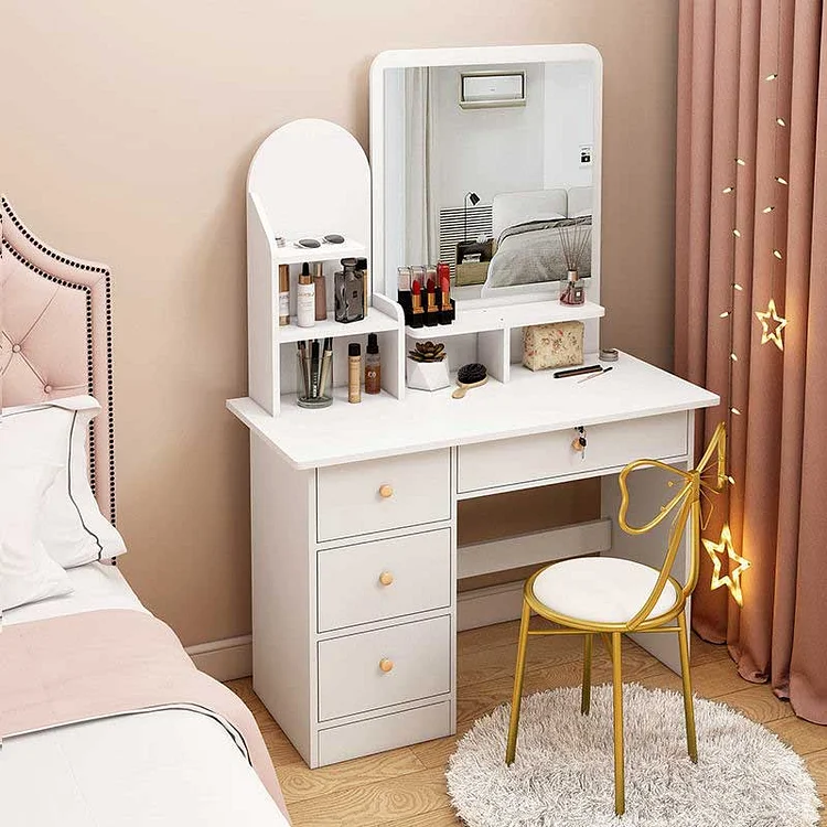 White With Mirror Simple Fashion Dressing Table